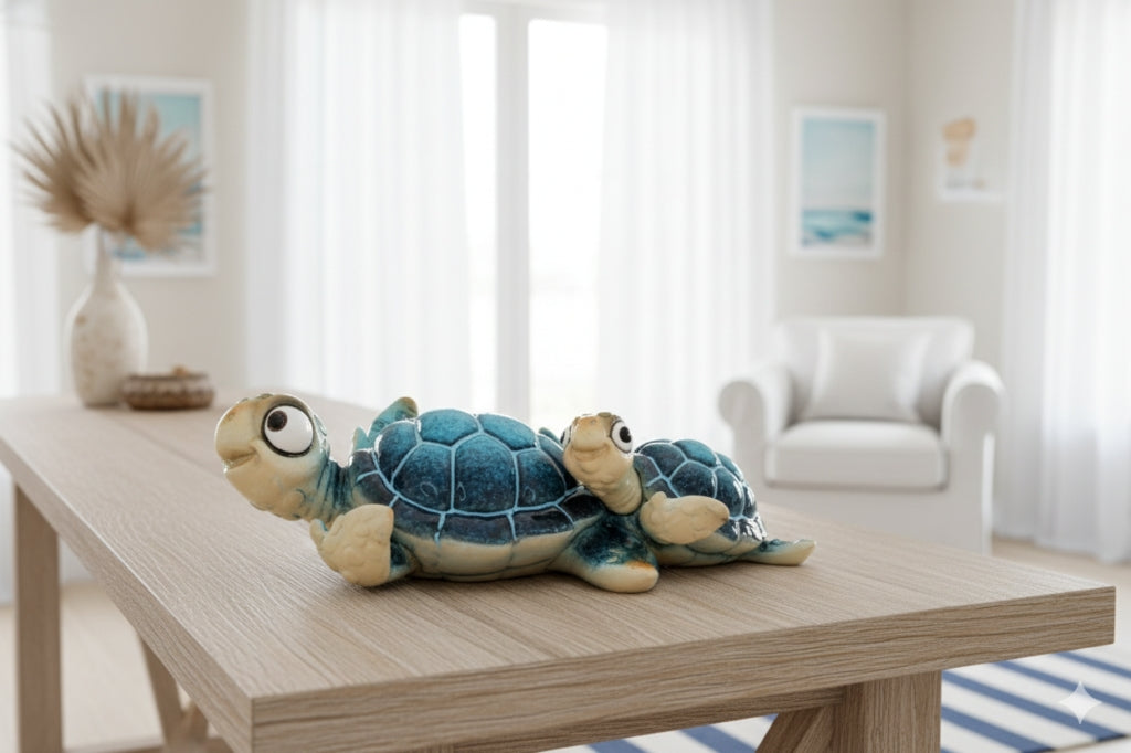 Sea turtle mother baby