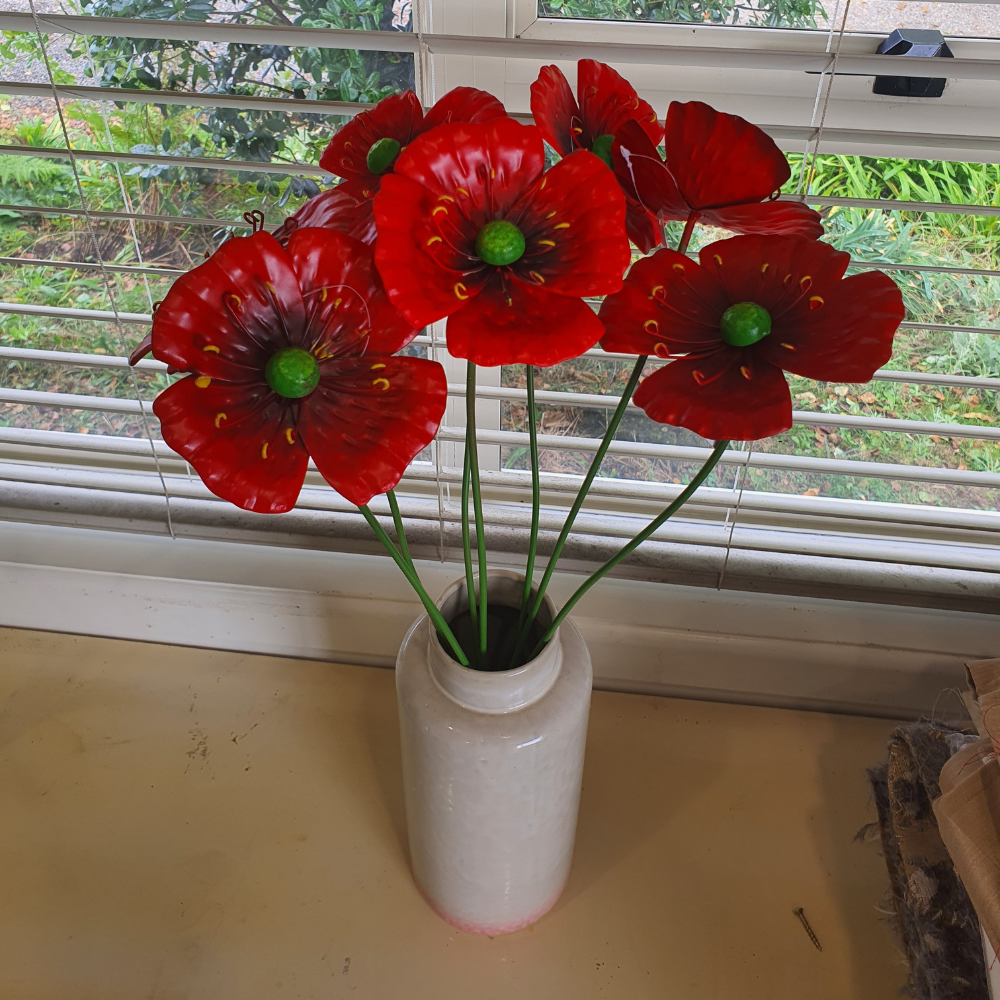 Red poppy stakes