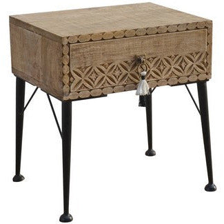 Carved bedside table