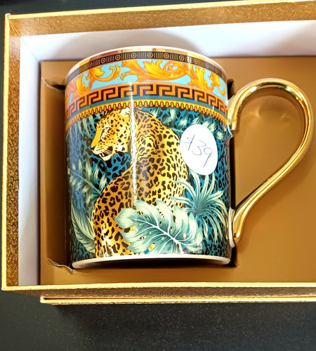 Leopard jungle gold mugs boxed