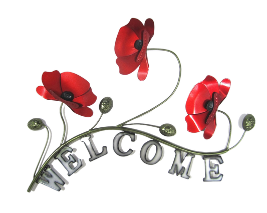 Poppies Welcome Sign Metal