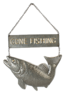 Gone Fishing Metal Sign