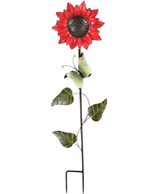 Sunflower garden stakes yellow or red