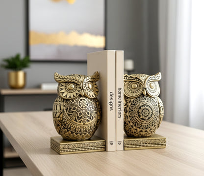 Gold owl bookends