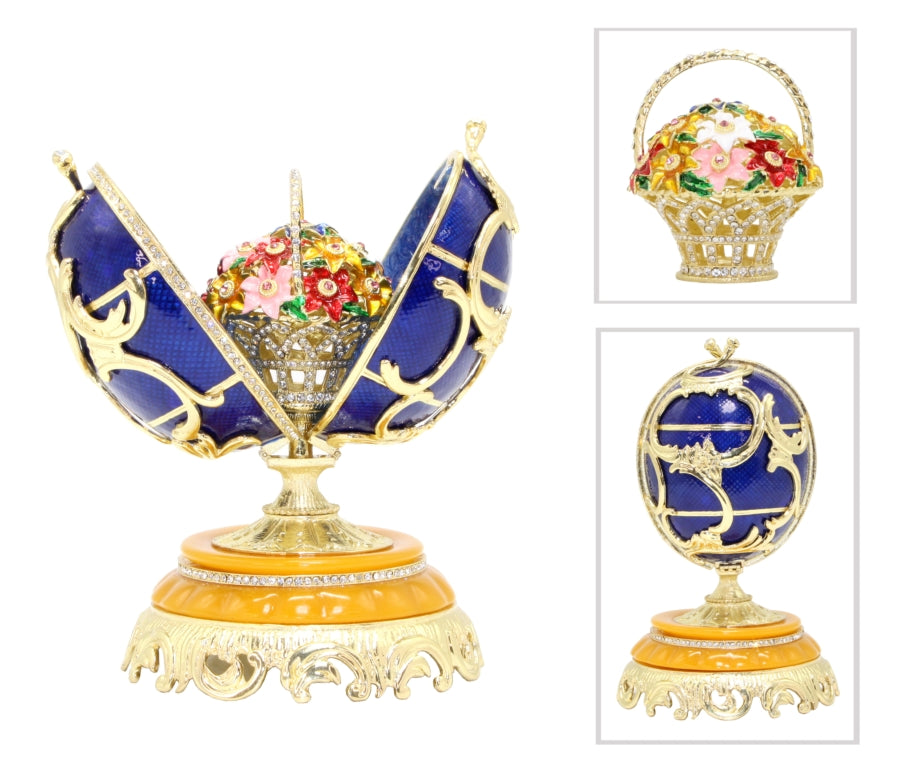Egg Faberge flower blue 22cm
