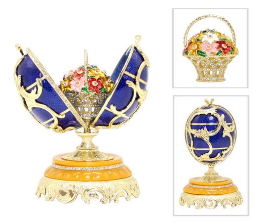 Egg Faberge flower blue 22cm