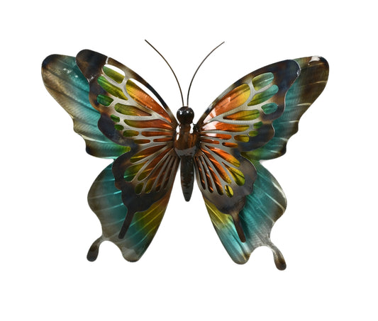 Butterfly Blue and Green Metal Wall