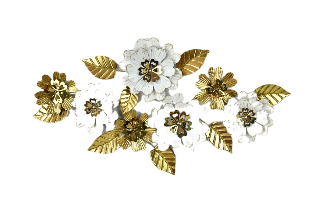 Floral Display gold white metal wall art