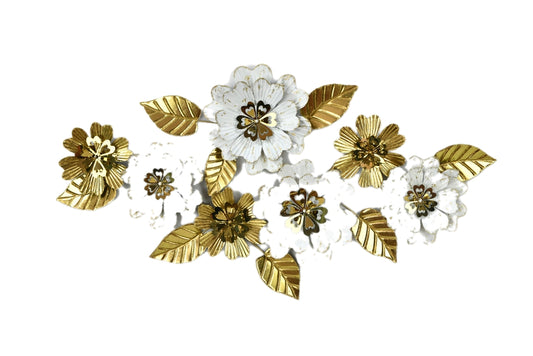 Floral Display gold white metal wall art