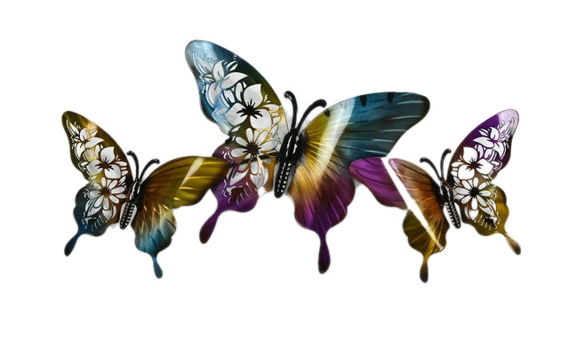 Butterfly Triple Display Metal Wall Art