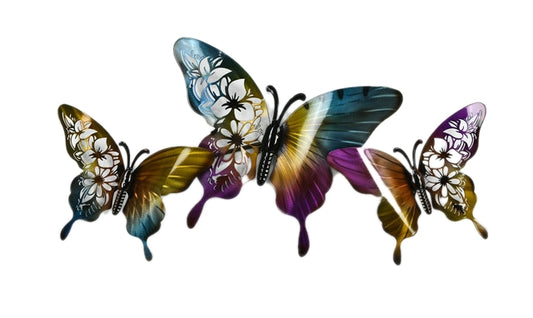 Butterfly Triple Display Metal Wall Art