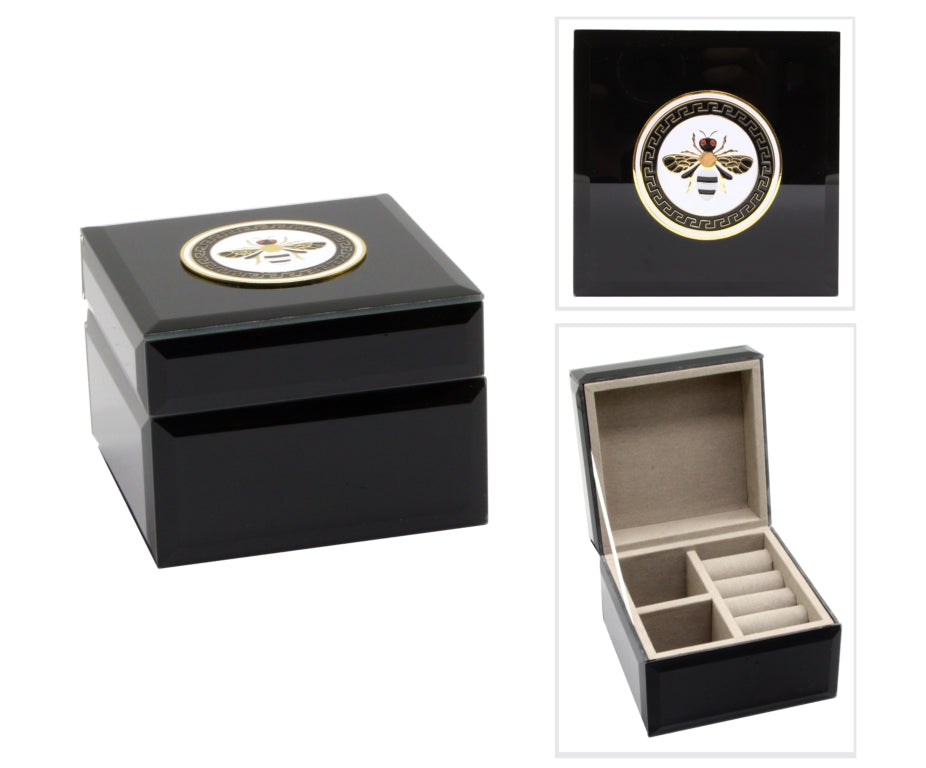 Box Black Glass Bee