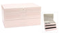 Large dusky pink glass jewellery box