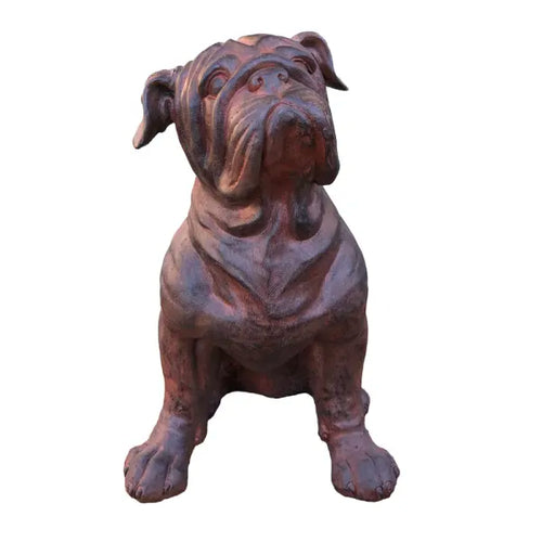 Bulldog statue large brown