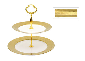 Cake stand 2 tier Grecian key