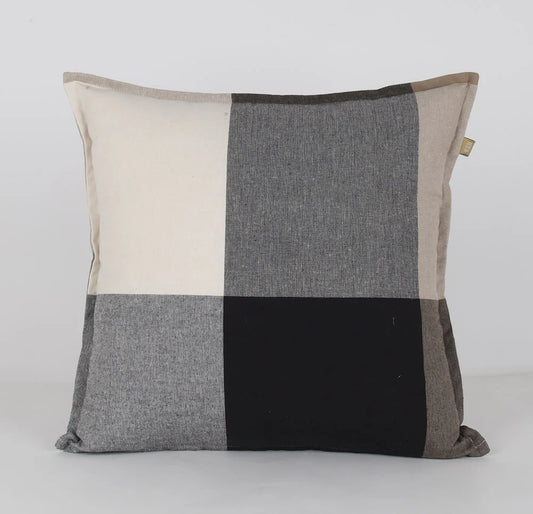 Large cushion black check feather filling