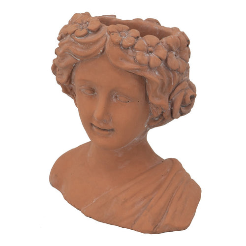 Terracotta lady head bust planter