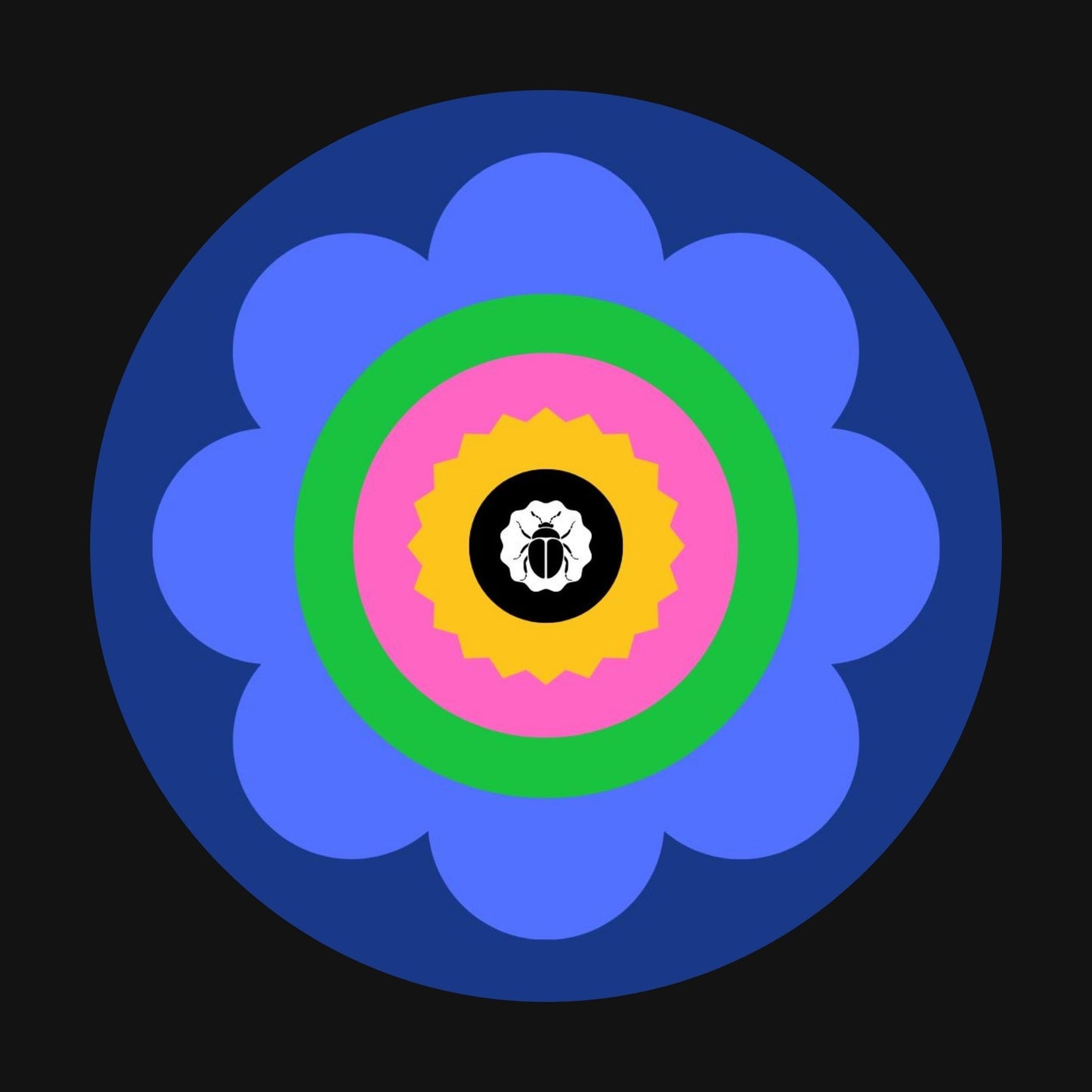 AS Black Women's Relax Crew - Blue Flower Bug