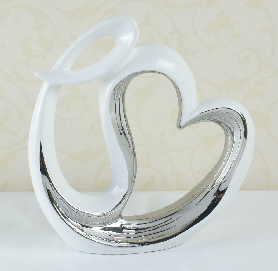 White Silver Heart Ceramic