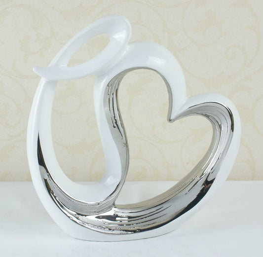 White Silver Heart Ceramic