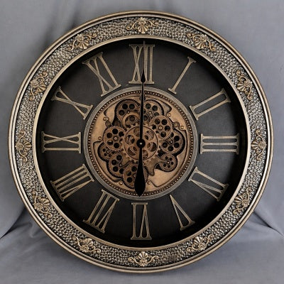Ornate Gear Clock 75cm silver