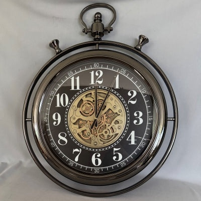 Fob Gear Clock pewter black