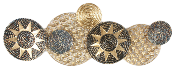 Circles stars gold black metal wall art