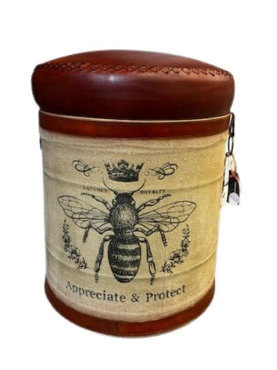 Bee stool leather pouff iron