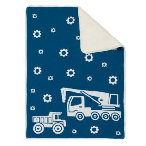 Truck sherpa baby blanket blue