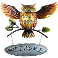 Owl welcome sign brown