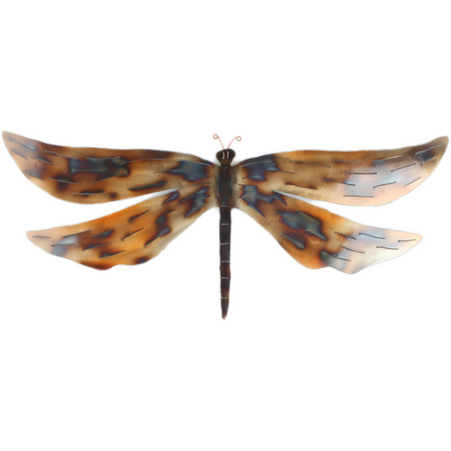 Shiny dragonfly metal wall art