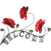 Poppies welcome sign