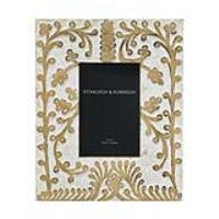 Wood white washed carved photo frame