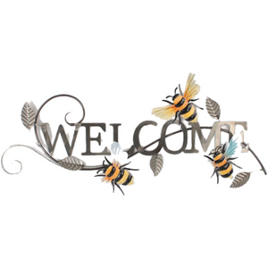 Bee welcome sign metal wall