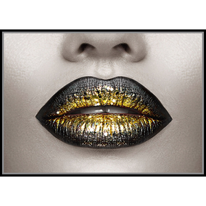 Canvas Lips Art Gold black