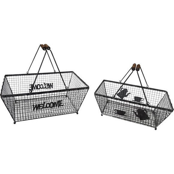 Wire basket set 2 grey