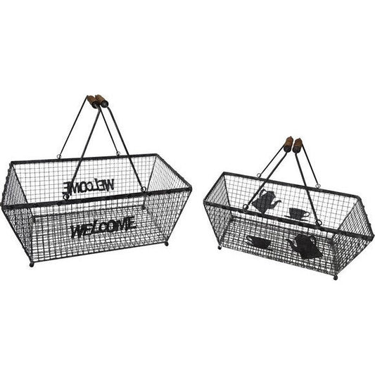 Wire basket set 2 grey