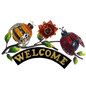 Welcome sign bee and ladybird